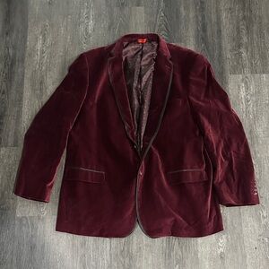 Men's Burgundy Velvet Blazer